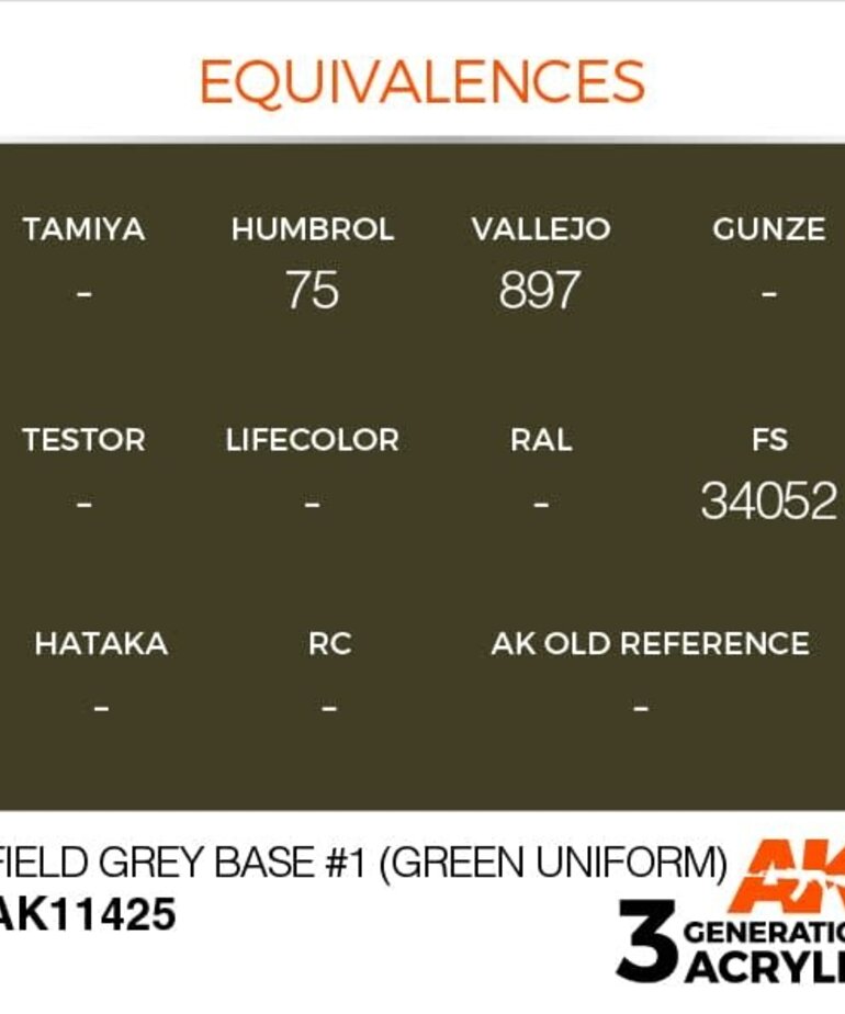 AK Interactive AK11425 3G Figure Field Grey Base #1 (Green uniform) 17ml