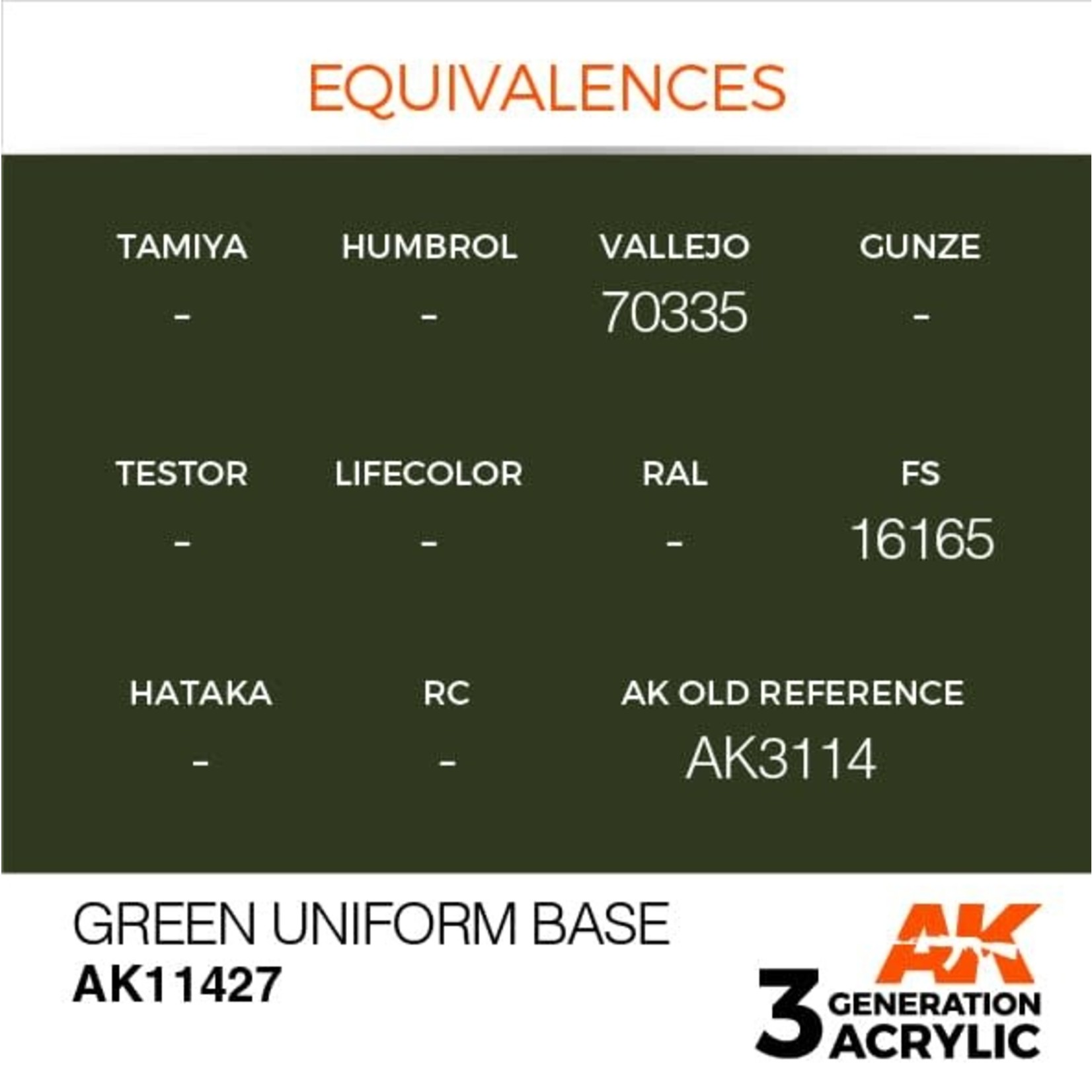 AK Interactive AK11427 3G Figure Green Uniform Base 17ml