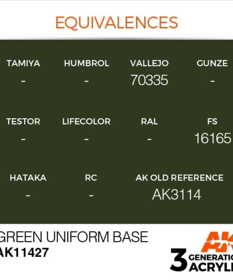 AK Interactive AK11427 3G Figure Green Uniform Base 17ml