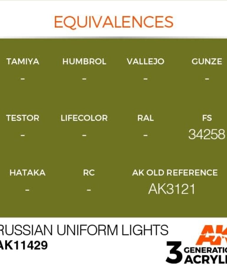 AK Interactive AK11429 3G Figure Russian Uniform Lights 17ml