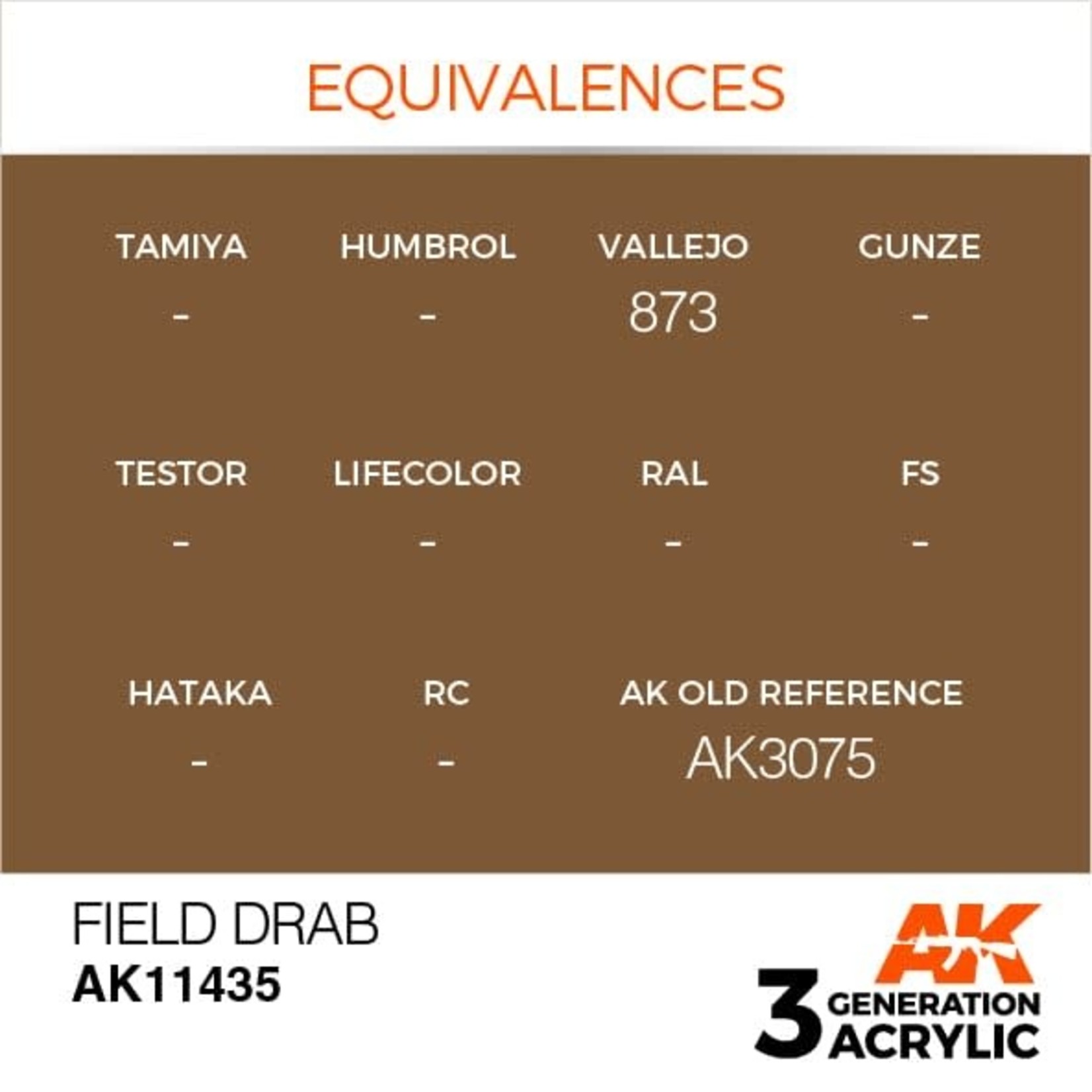 AK Interactive AK11435 3G Figure Field Drab 17ml