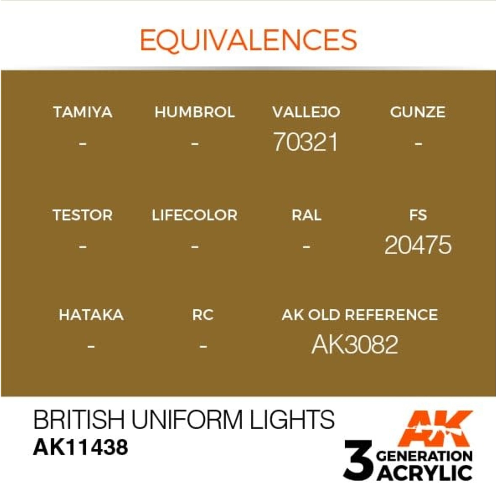 AK Interactive AK11438 3G Figure British Uniform Lights 17ml