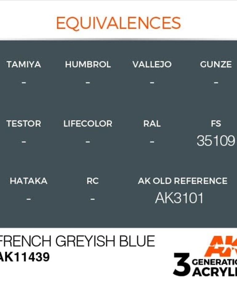 AK Interactive AK11439 3G Figure French Greyish Blue 17ml