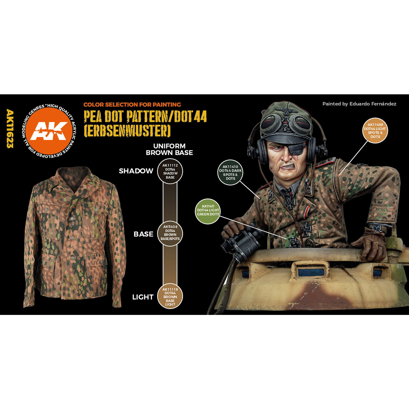 AK Interactive AK11623 3G Figure Pea dot pattern / 44 DOT Uniform (6) Set