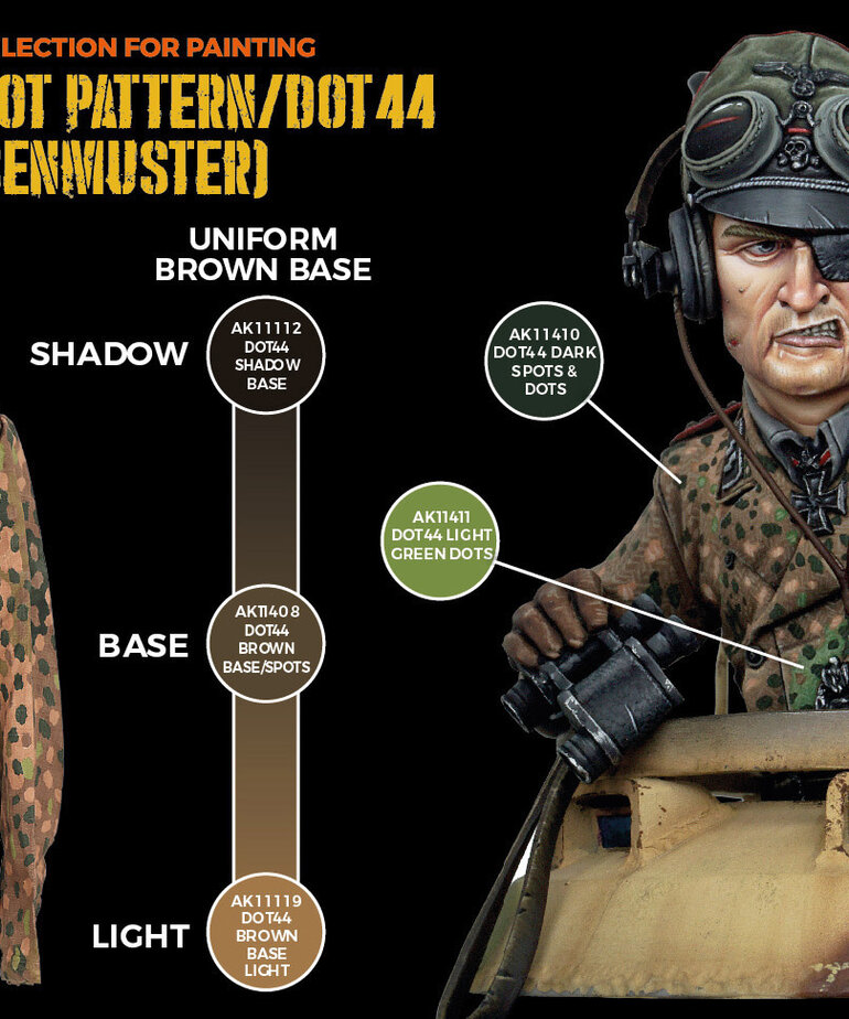 AK Interactive AK11623 3G Figure Pea dot pattern / 44 DOT Uniform (6) Set