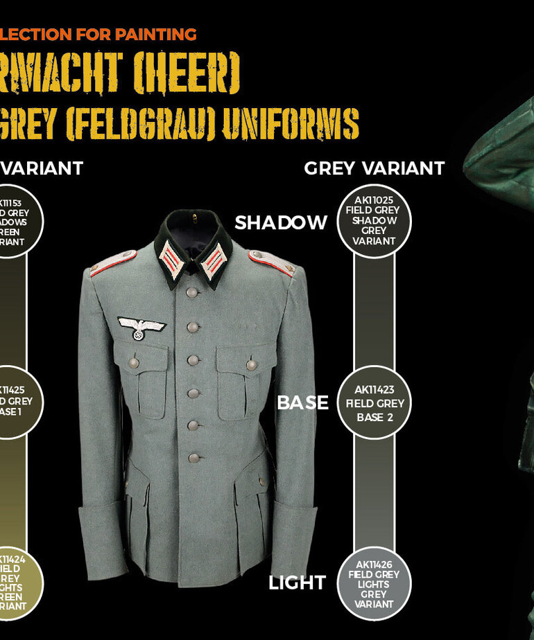 AK Interactive AK11627 3G Figure Field Grey (Feldgrau) Uniforms (6) Set