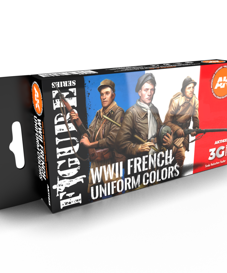AK Interactive AK11633 3G Figure WWII French Uniform Colors (6) Set