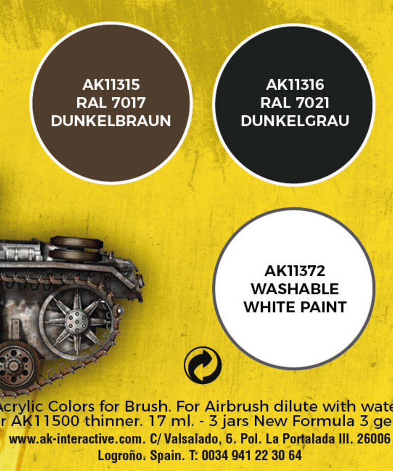 AK Interactive AK11645 3G AFV German Standard Colors 1937-43 (3) Set