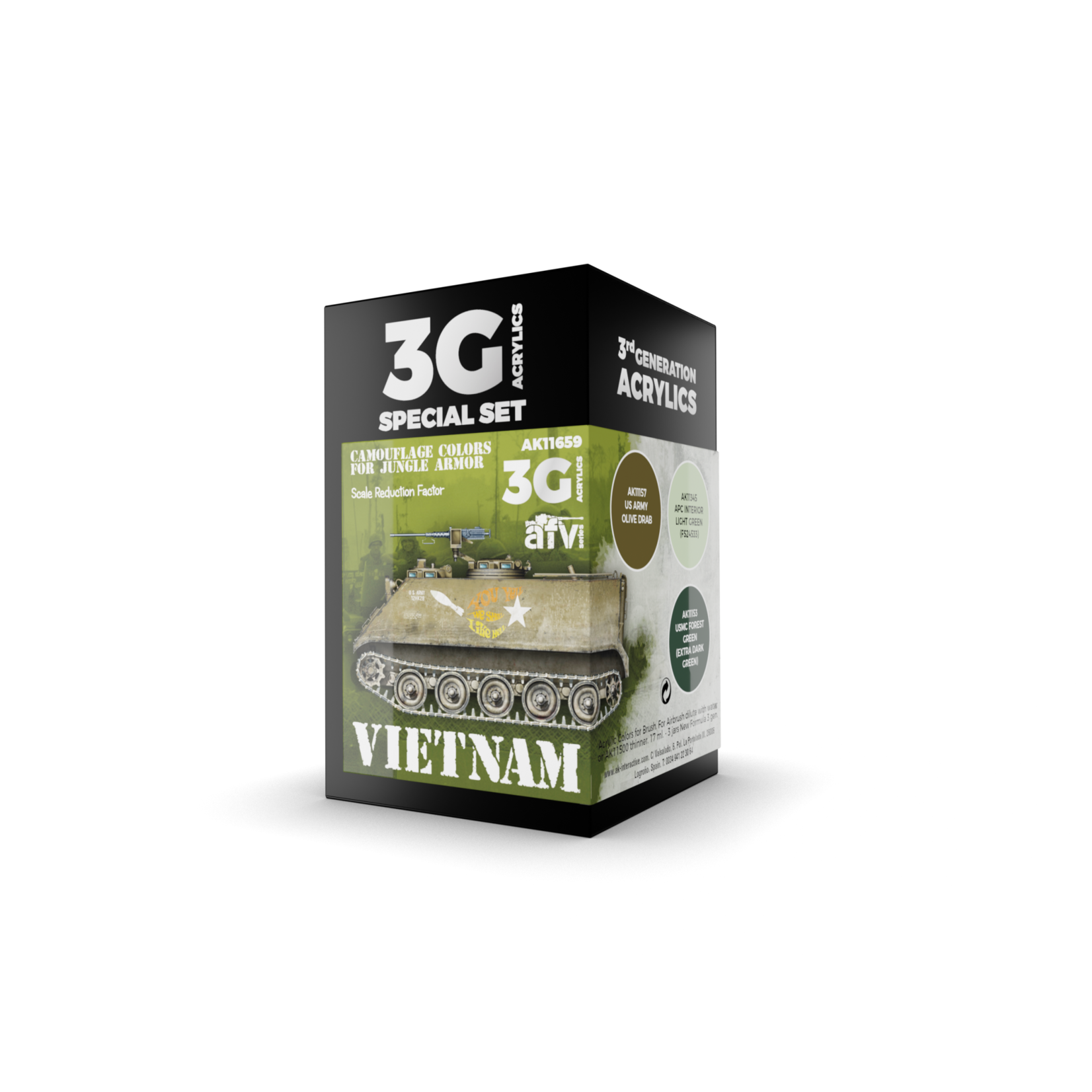AK Interactive AK11659 3G AFV Vietnam Colors (3) Set
