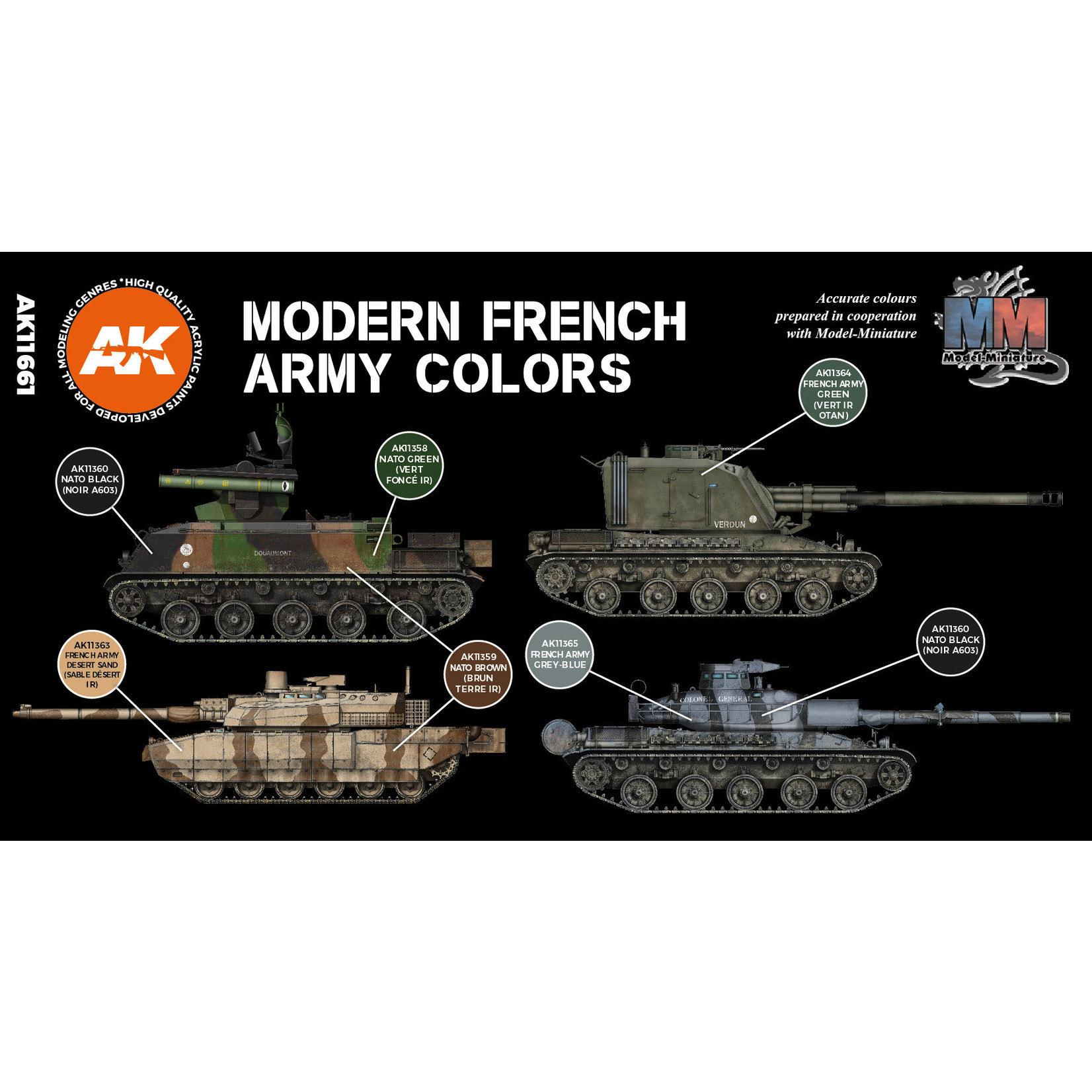AK Interactive AK11661 3G AFV Modern French Army Colors (6) Set