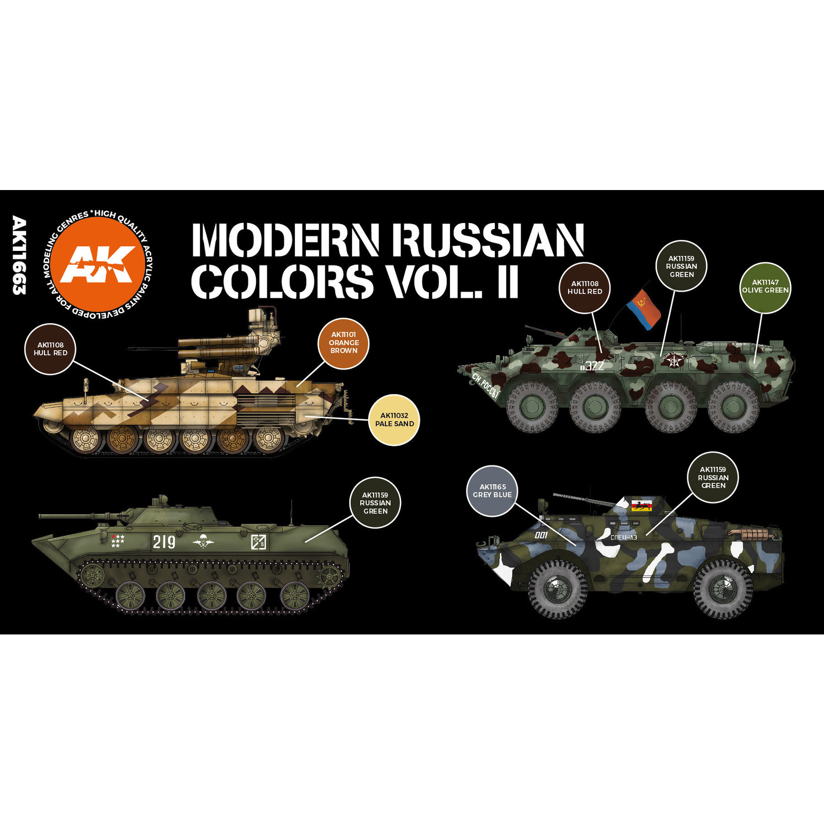 AK Interactive AK11663 3G AFV Modern Russian Colors Vol.2 (6) Set