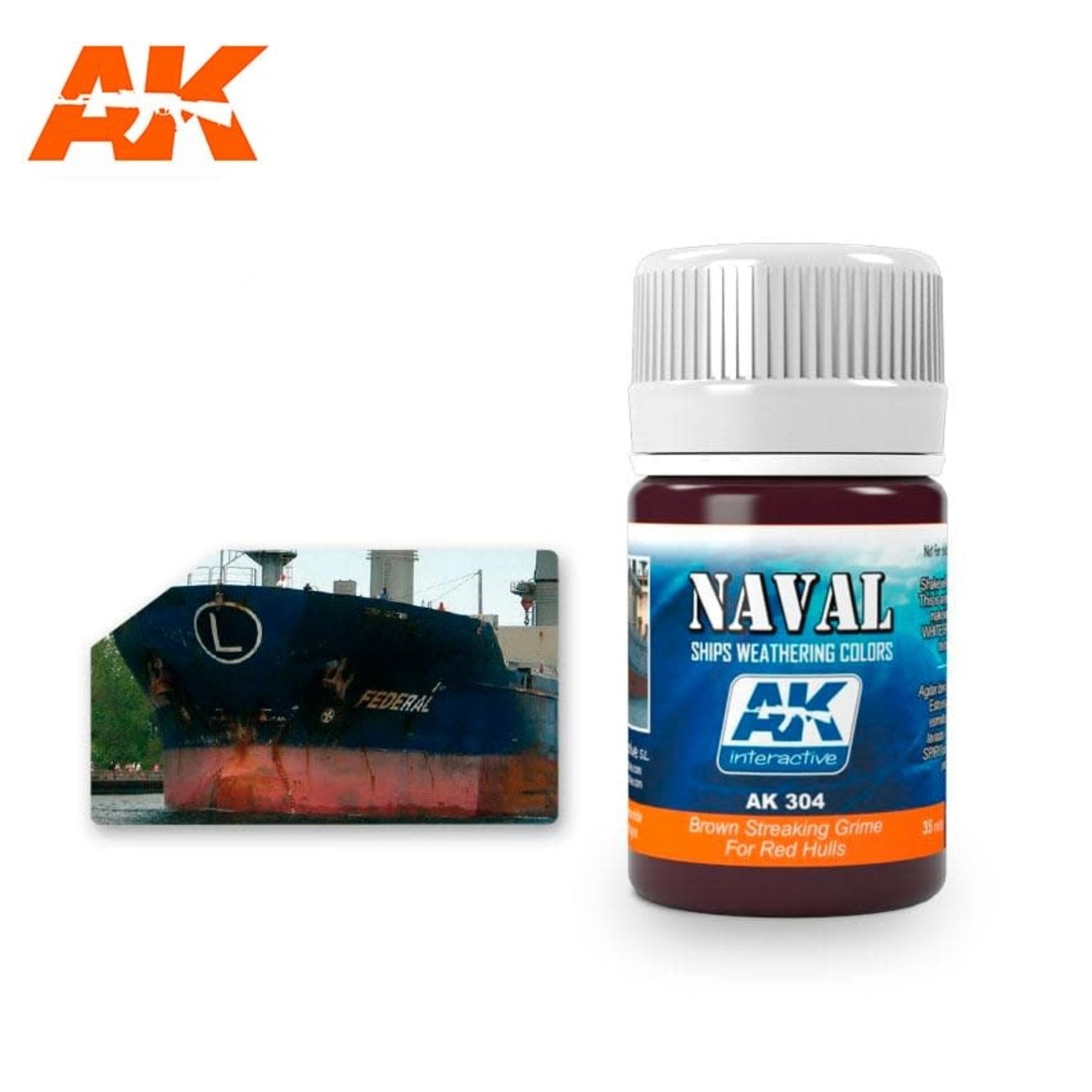AK Interactive AK304 Weathering Effects Brown Streaking Grime For Red Hulls 35ml