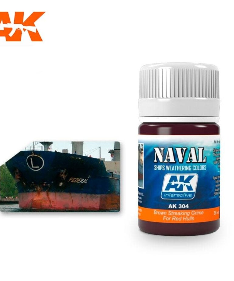 AK Interactive AK304 Weathering Effects Brown Streaking Grime For Red Hulls 35ml