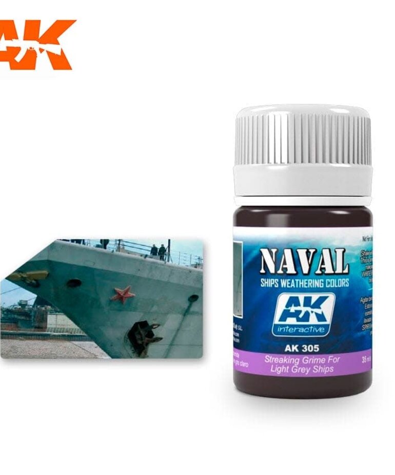 AK Interactive AK305 Weathering Effects Streaking Grime For Light Grey Ships 35ml