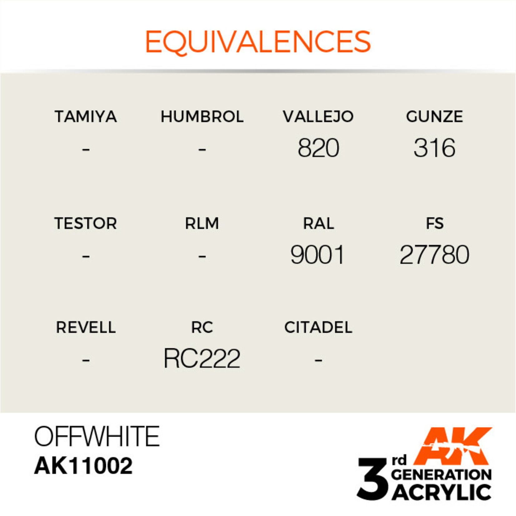 AK Interactive AK11002 3G Acrylic Off-White 17ml