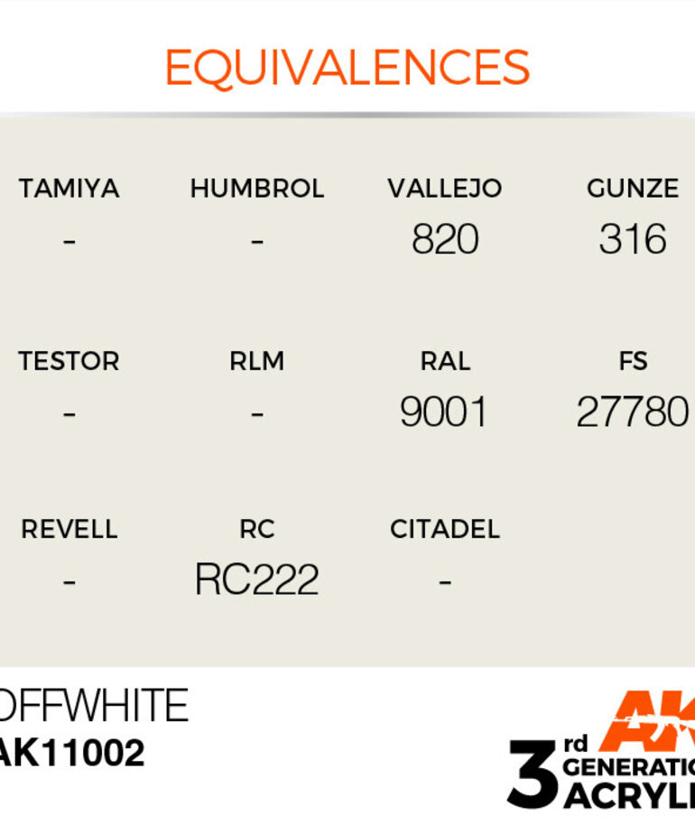 AK Interactive AK11002 3G Acrylic Off-White 17ml