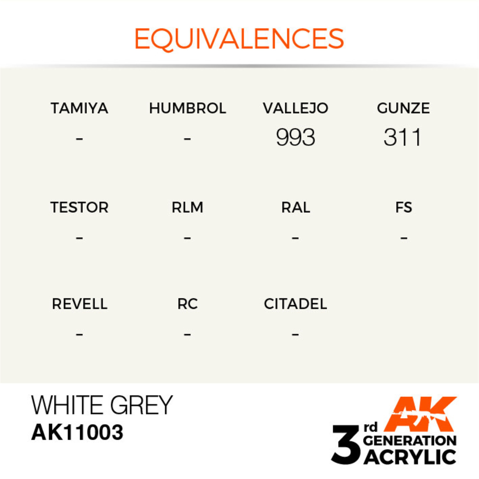 AK Interactive AK11003 3G Acrylic White Grey 17ml