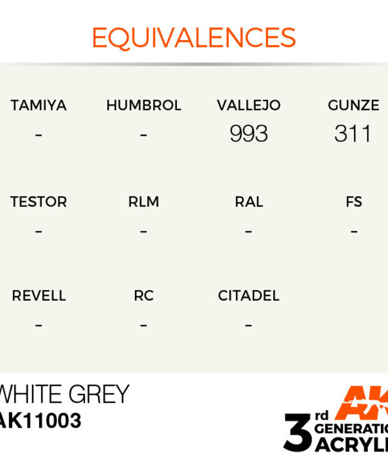 AK Interactive AK11003 3G Acrylic White Grey 17ml