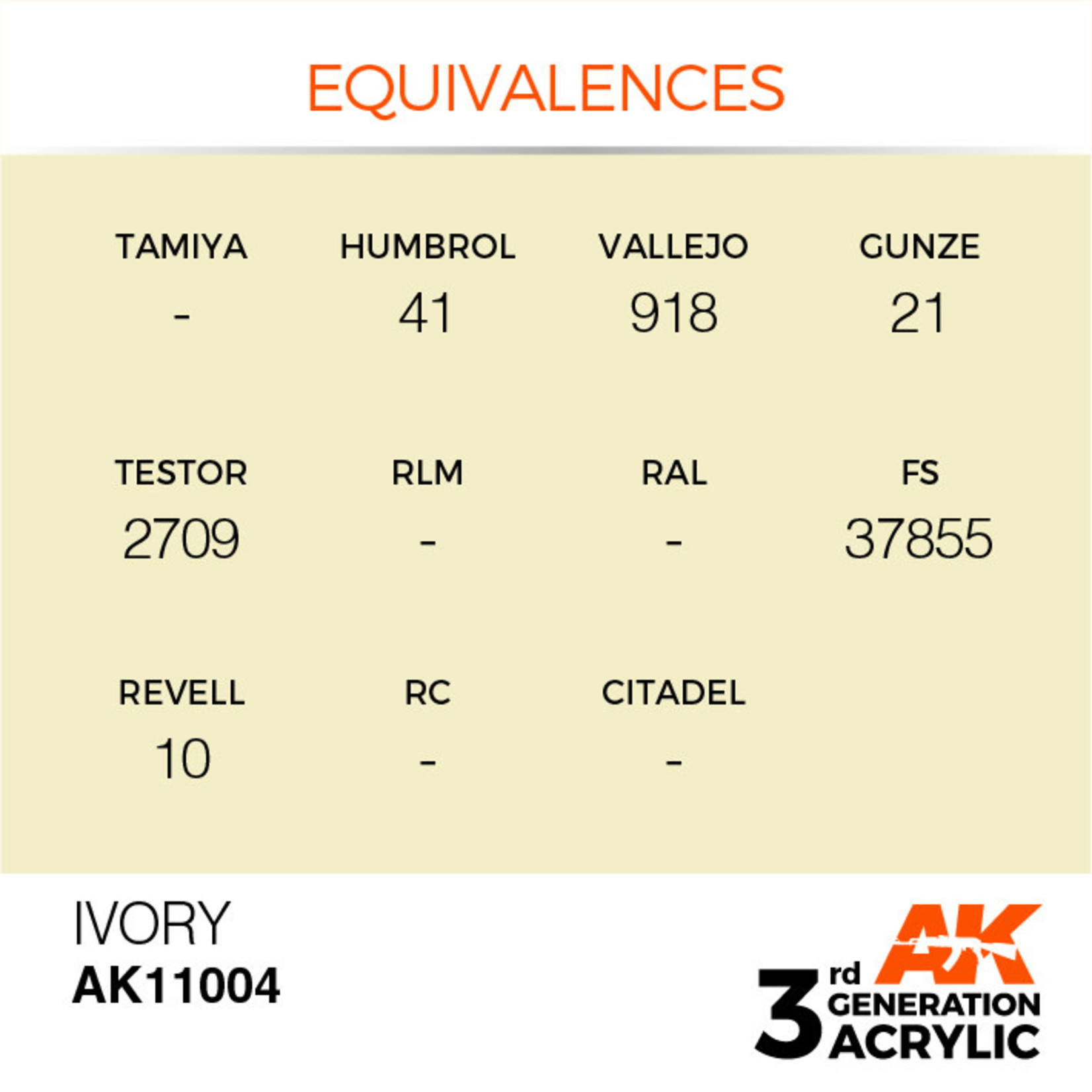 AK Interactive AK11004 3G Acrylic Ivory 17ml