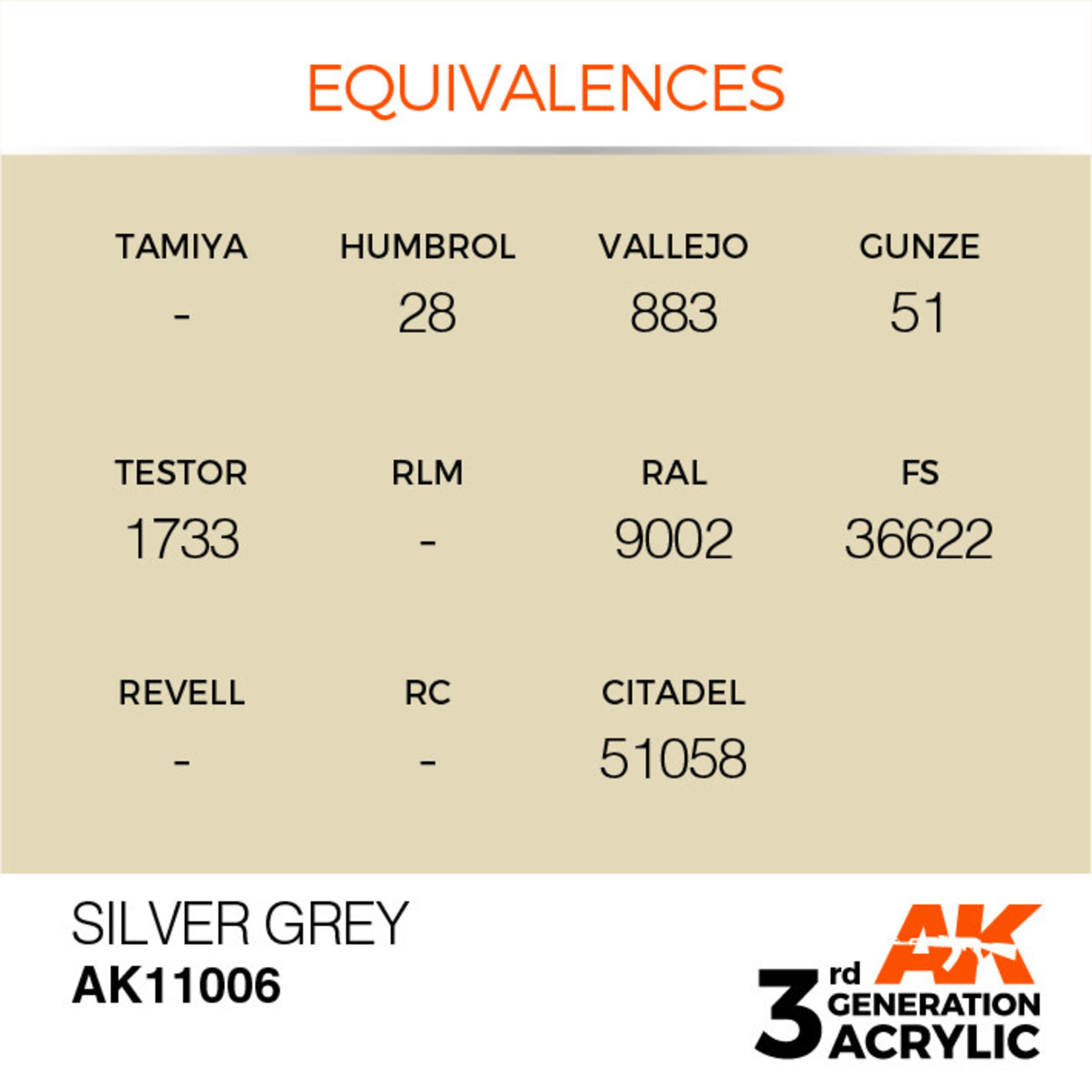 AK Interactive AK11006 3G Acrylic Silver Grey 17ml