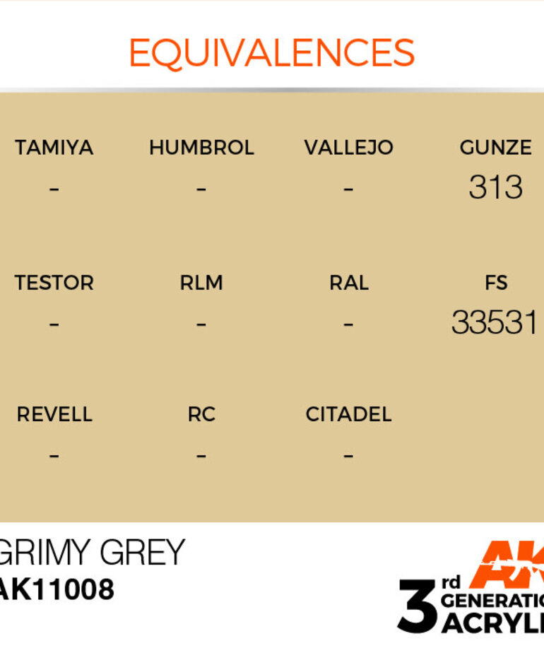 AK Interactive AK11008 3G Acrylic Grimy Grey 17ml