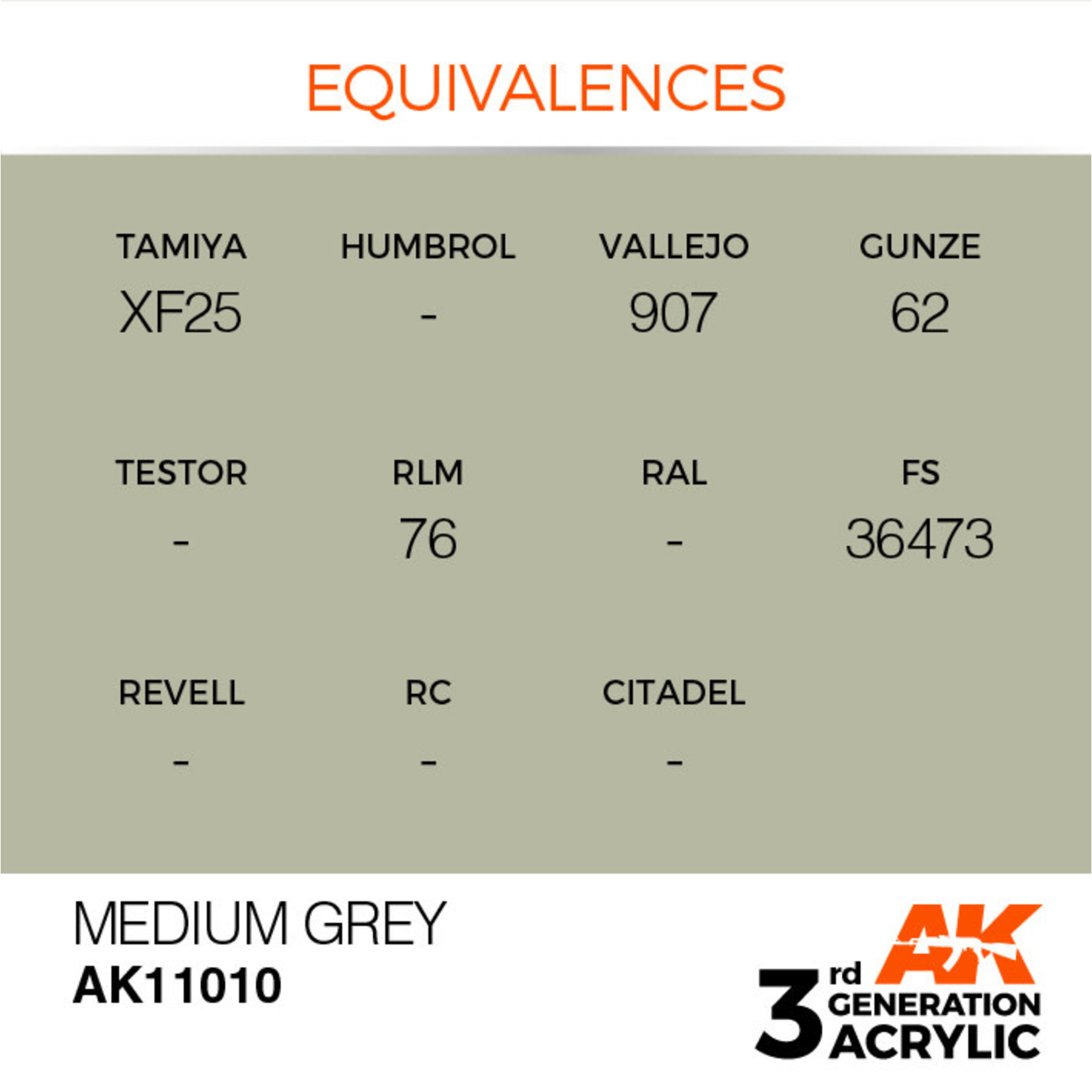 AK Interactive AK11010 3G Acrylic Medium Grey 17ml