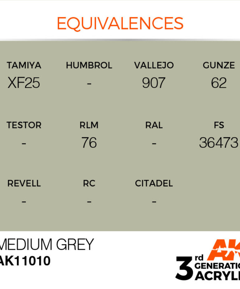 AK Interactive AK11010 3G Acrylic Medium Grey 17ml