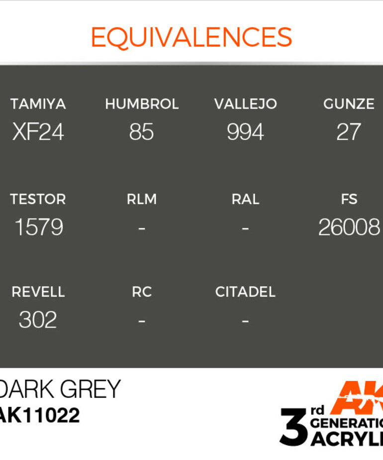 AK Interactive AK11022 3G Acrylic Dark Grey 17ml