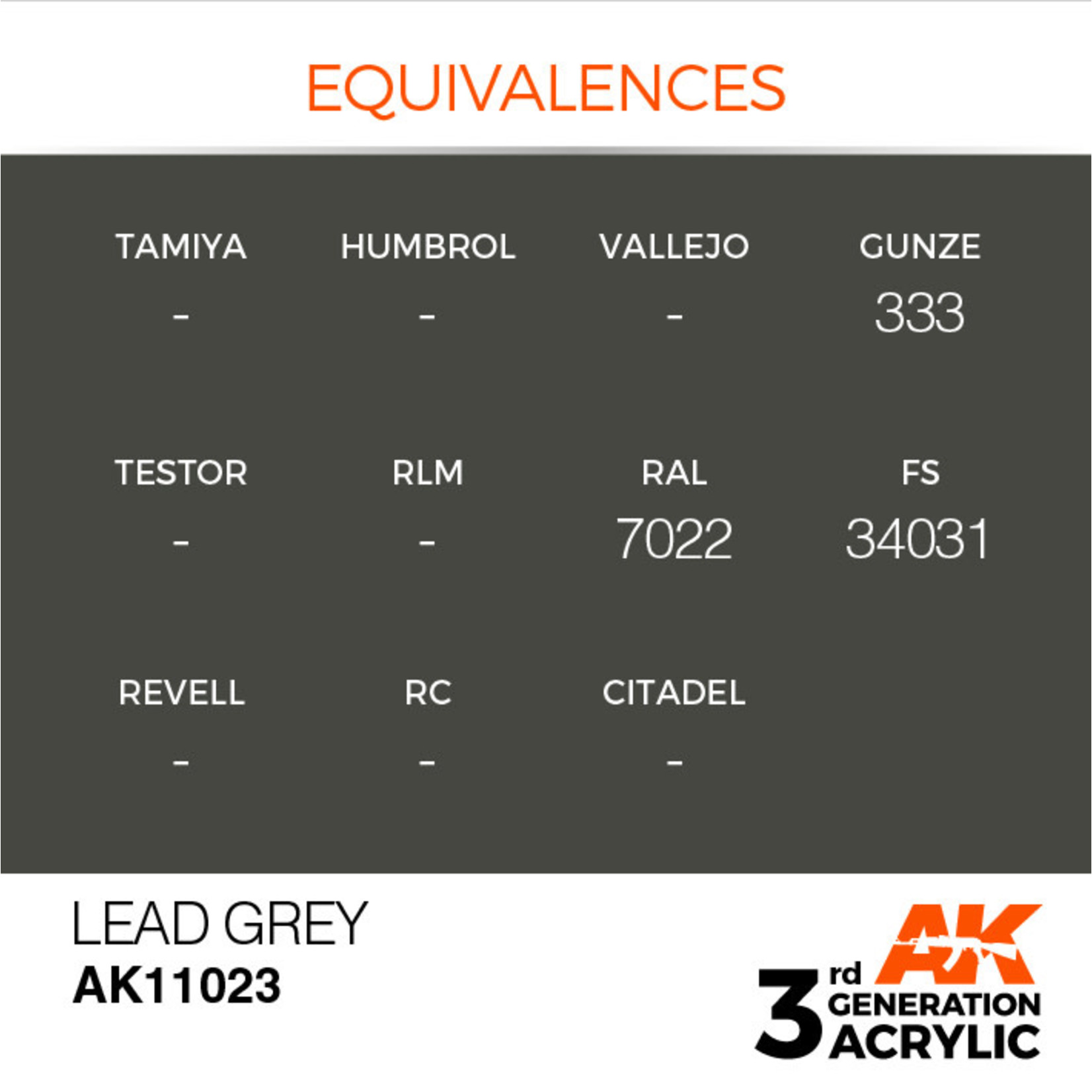 AK Interactive AK11023 3G Acrylic Lead Grey 17ml