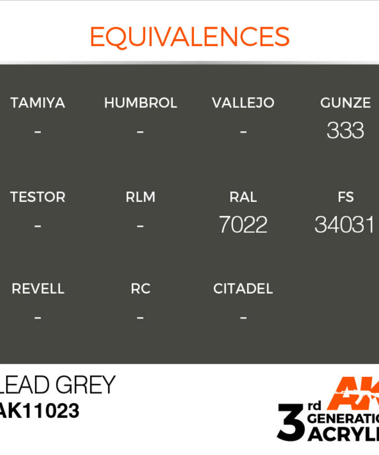 AK Interactive AK11023 3G Acrylic Lead Grey 17ml