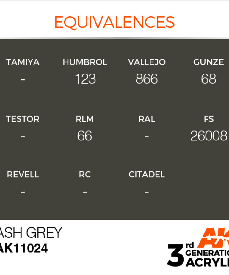AK Interactive AK11024 3G Acrylic Ash Grey 17ml