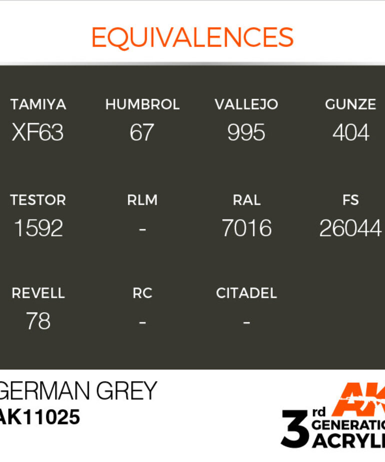 AK Interactive AK11025 3G Acrylic German Grey 17ml