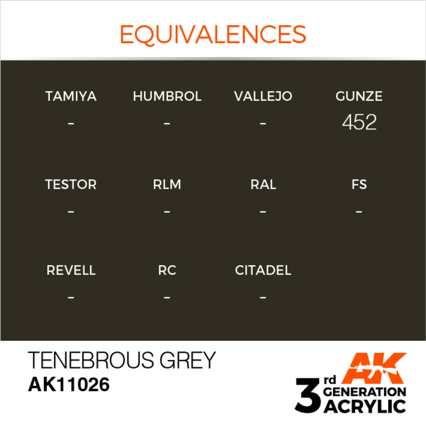 AK Interactive AK11026 3G Acrylic Tenebrous Grey 17ml