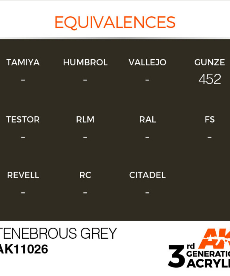AK Interactive AK11026 3G Acrylic Tenebrous Grey 17ml
