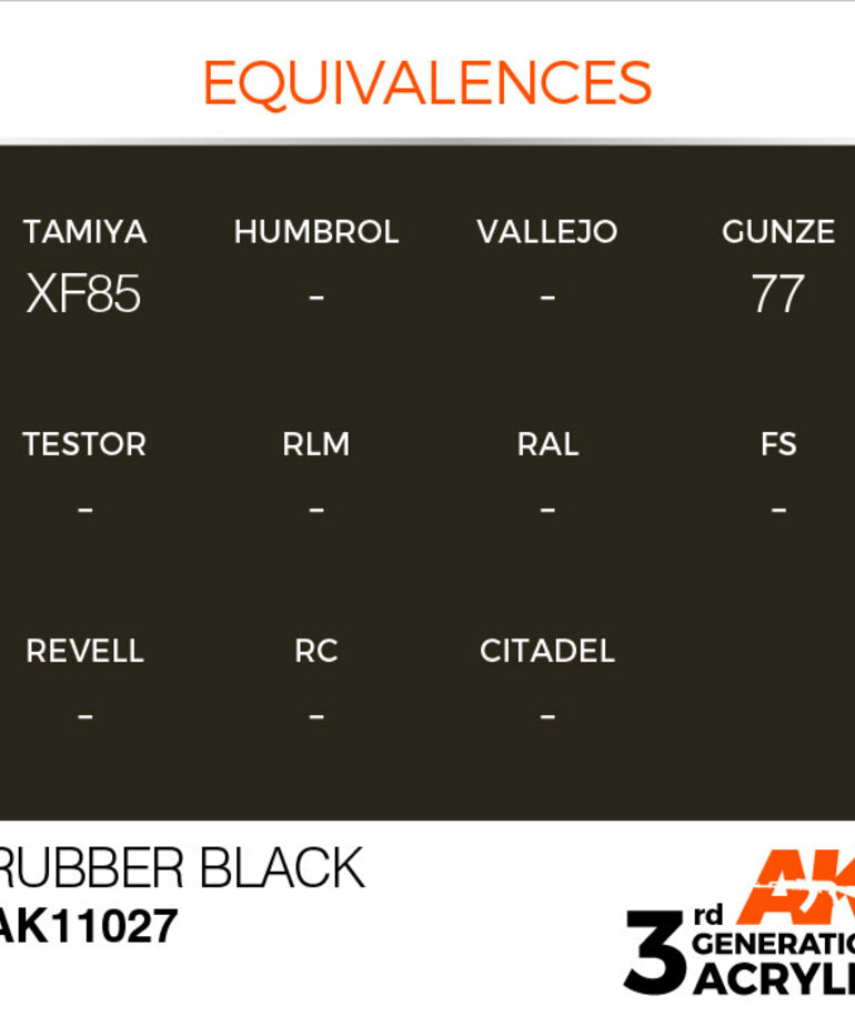 AK Interactive AK11027 3G Acrylic Rubber Black 17ml