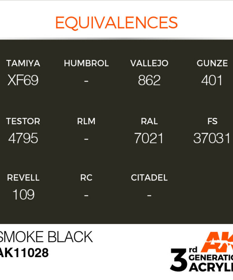 AK Interactive AK11028 3G Acrylic Smoke Black 17ml