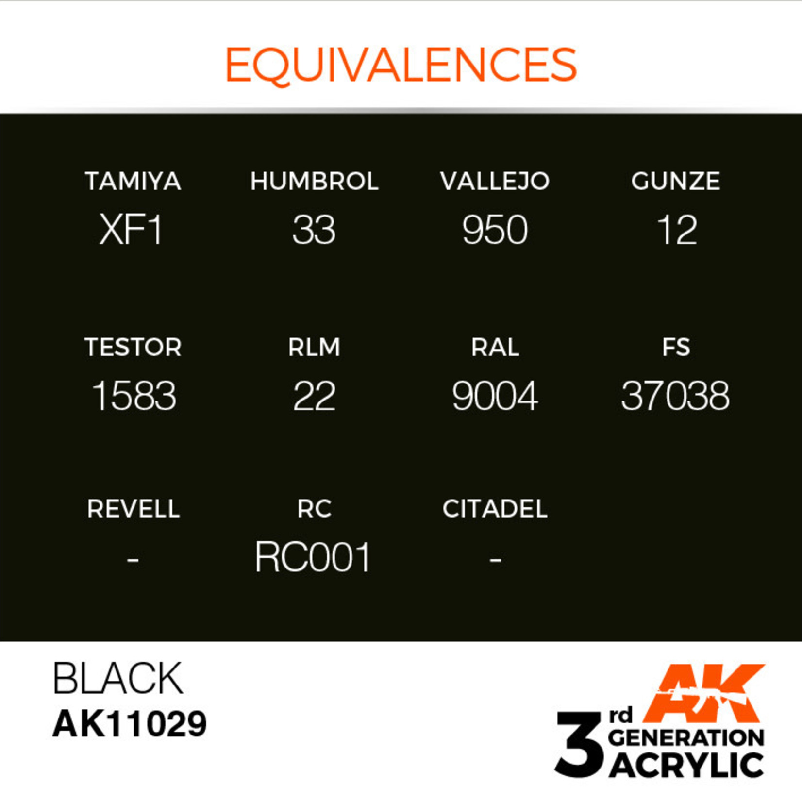 AK Interactive AK11029 3G Acrylic Black 17ml