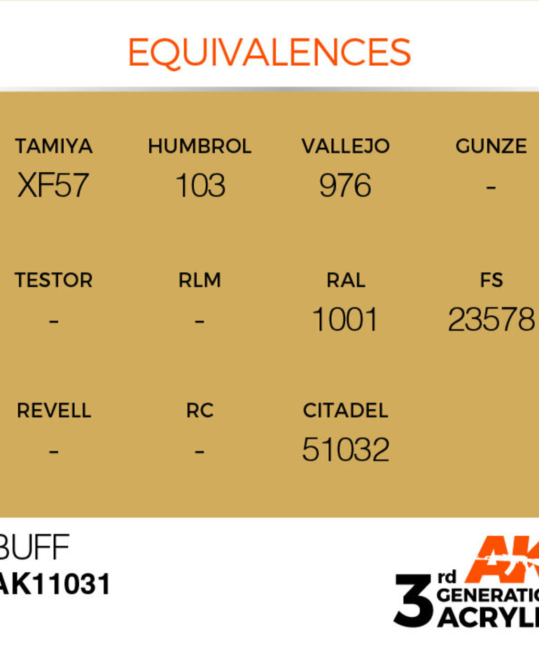 AK Interactive AK11031 3G Acrylic Buff 17ml
