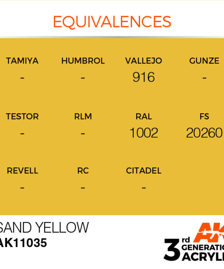 AK Interactive AK11035 3G Acrylic Sand Yellow 17ml
