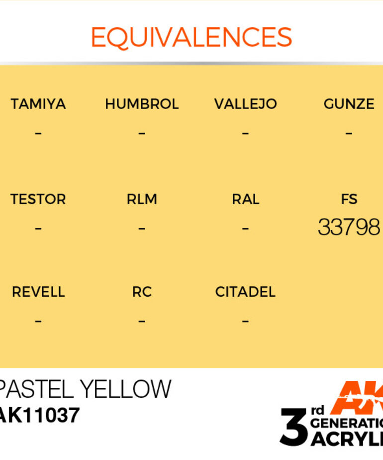 AK Interactive AK11037 3G Acrylic Pastel Yellow 17ml