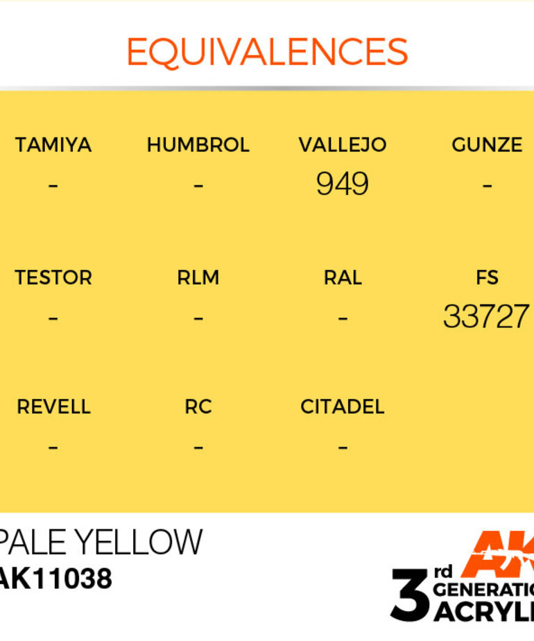AK Interactive AK11038 3G Acrylic Pale Yellow 17ml