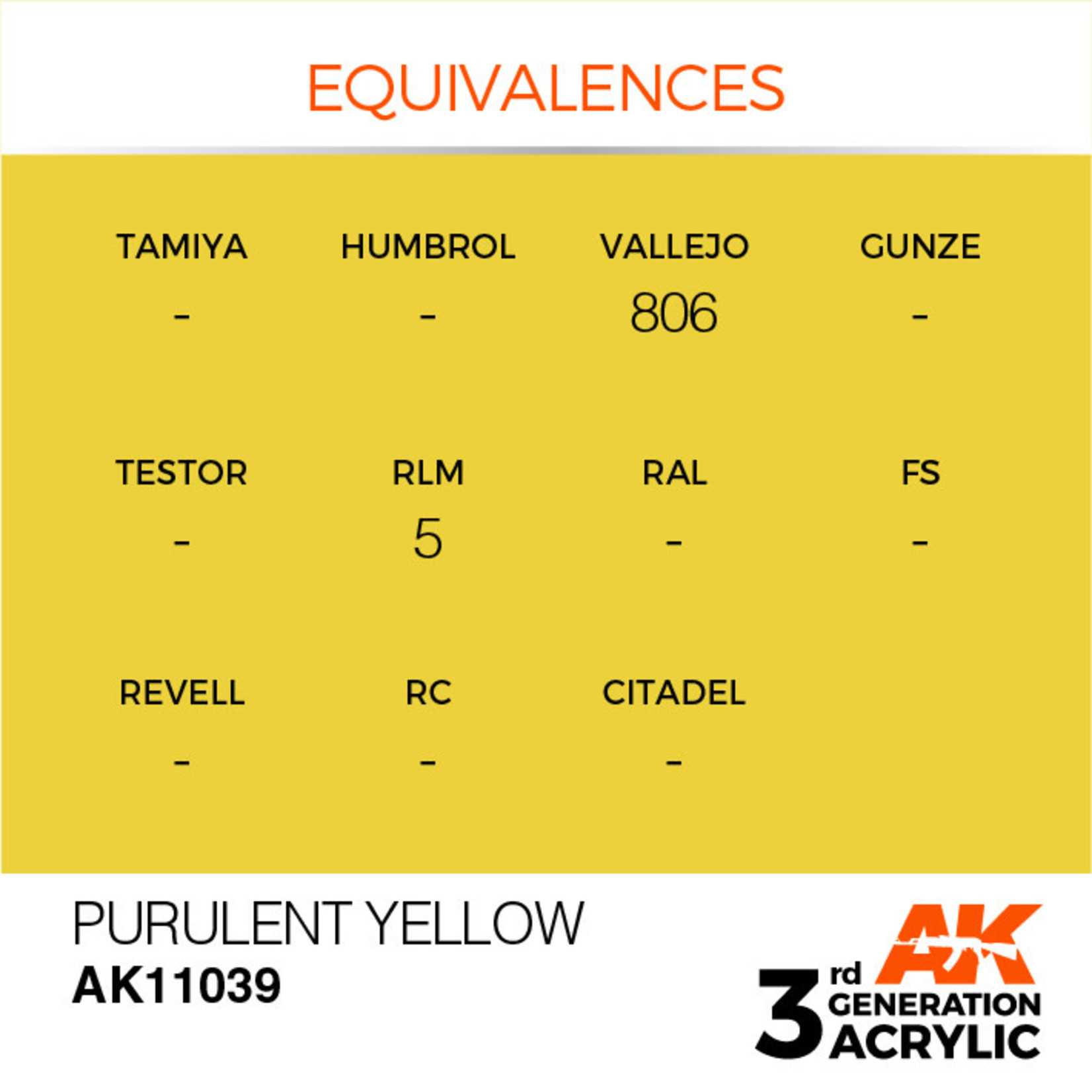 AK Interactive AK11039 3G Acrylic Purulent Yellow 17ml