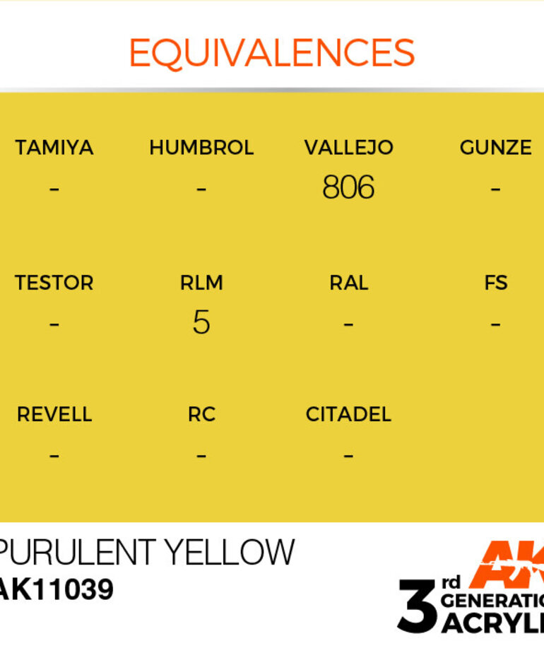 AK Interactive AK11039 3G Acrylic Purulent Yellow 17ml