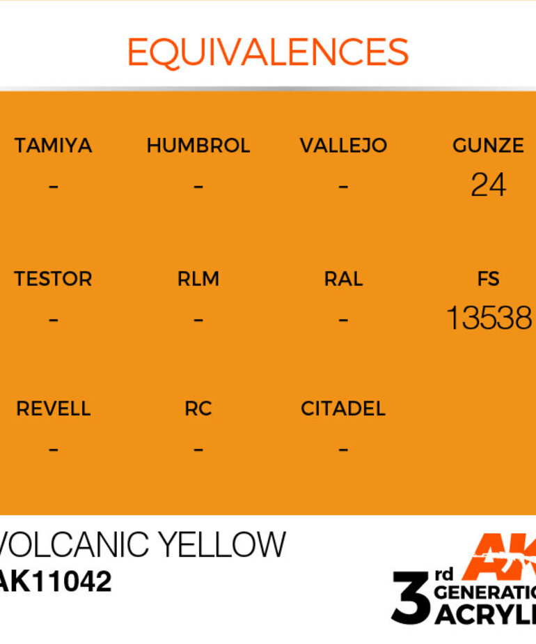 AK Interactive AK11042 3G Acrylic Volcanic Yellow 17ml