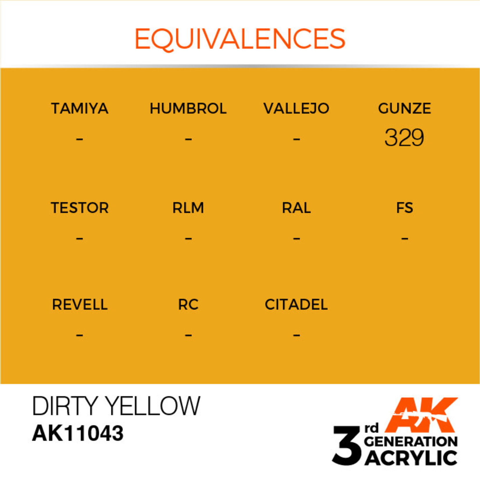 AK Interactive AK11043 3G Acrylic Dirty Yellow 17ml