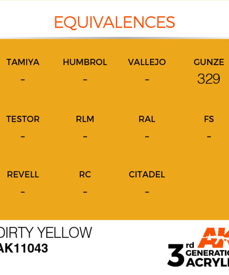 AK Interactive AK11043 3G Acrylic Dirty Yellow 17ml