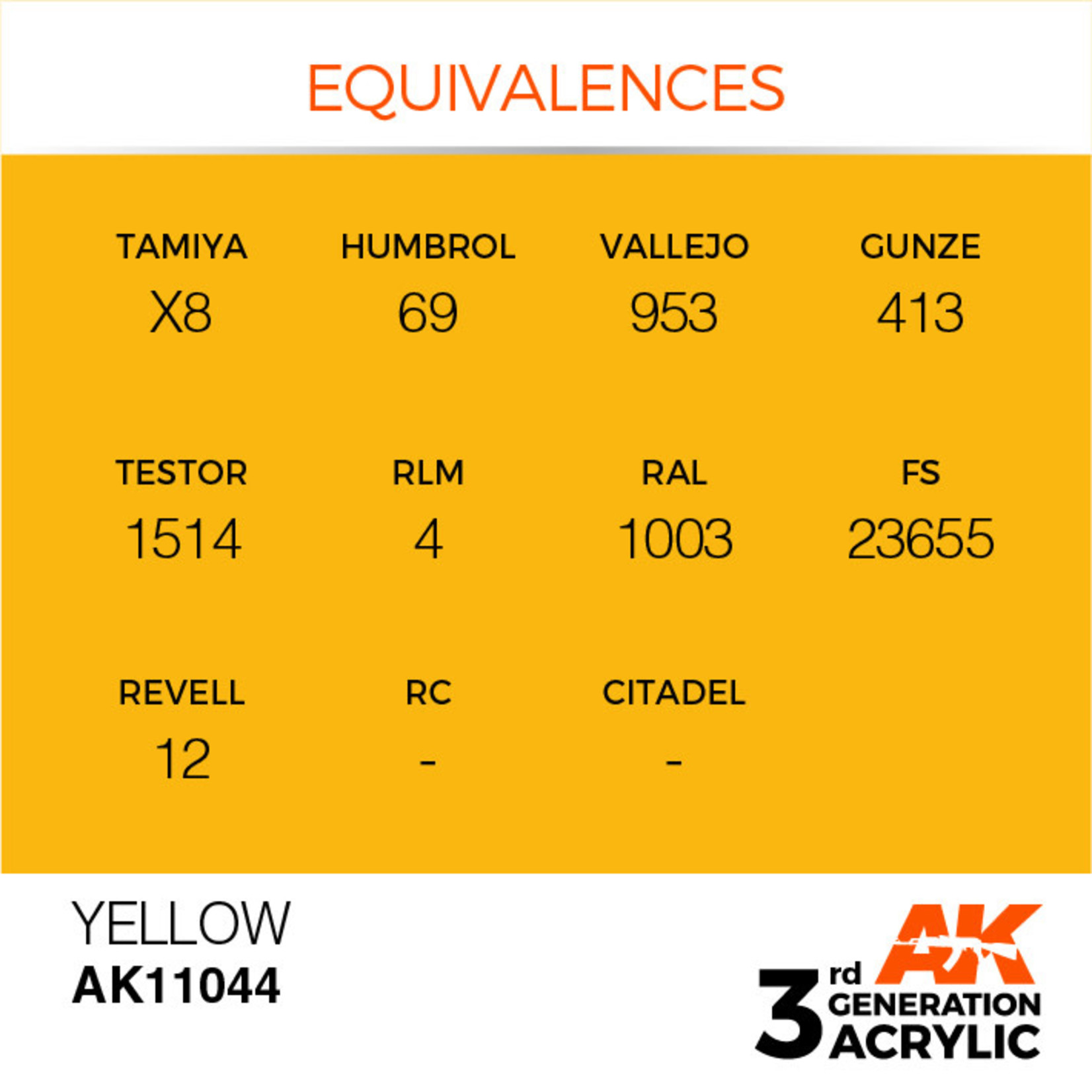 AK Interactive AK11044 3G Acrylic Yellow 17ml