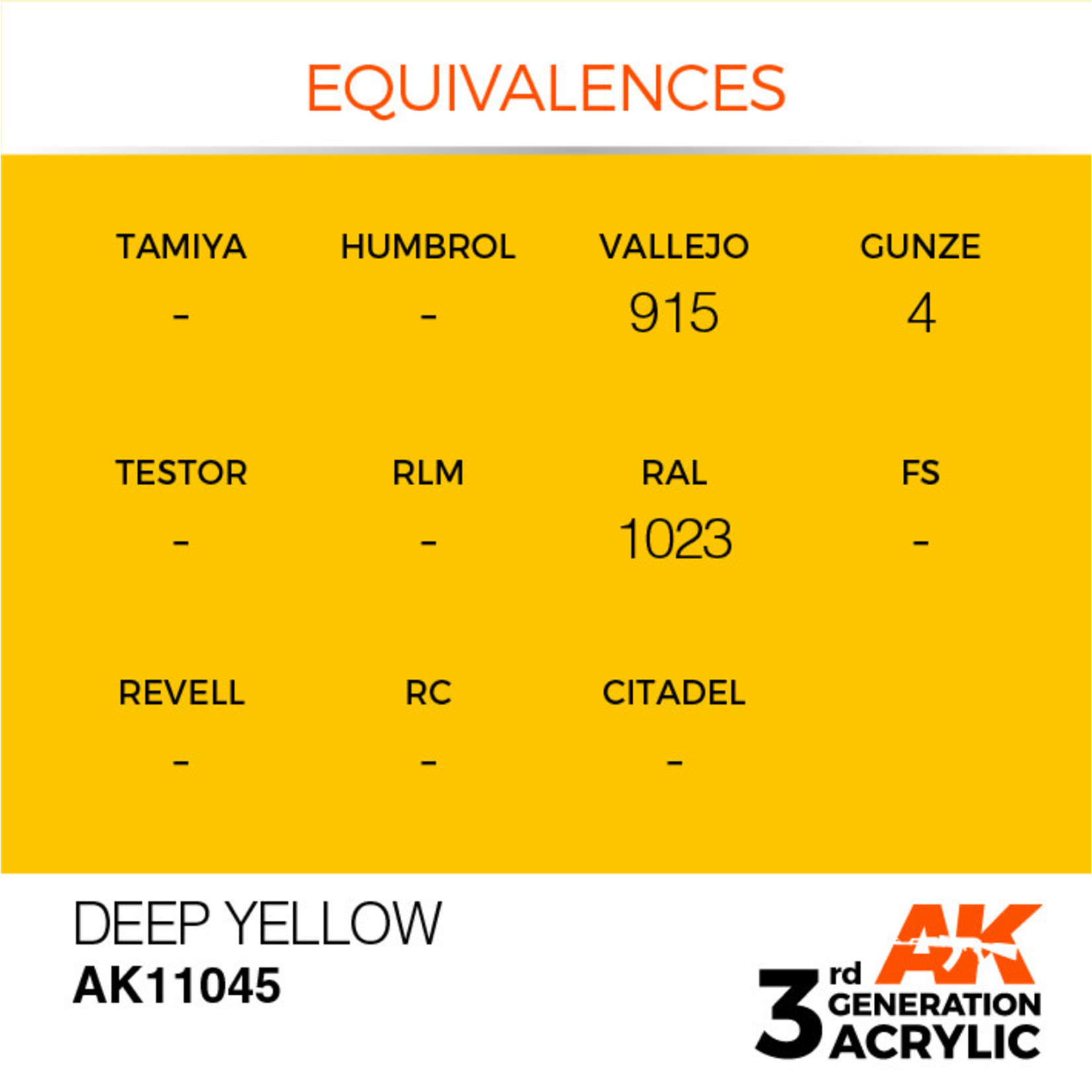 AK Interactive AK11045 3G Acrylic Deep Yellow 17ml
