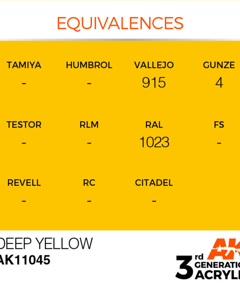 AK Interactive AK11045 3G Acrylic Deep Yellow 17ml