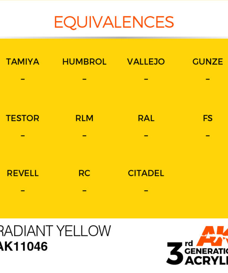 AK Interactive AK11046 3G Acrylic Radiant Yellow 17ml